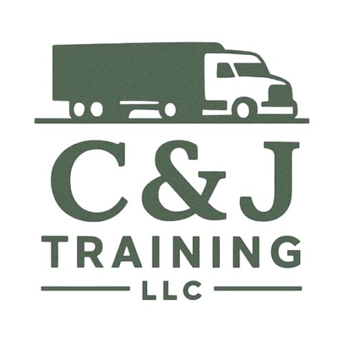 Logo of C&J Training LLC featuring a stylized truck.